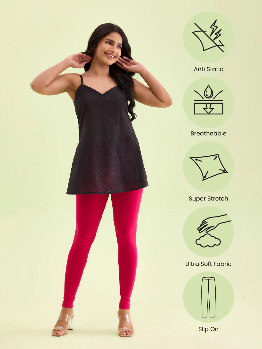 Pink || Ankle Length Leggings