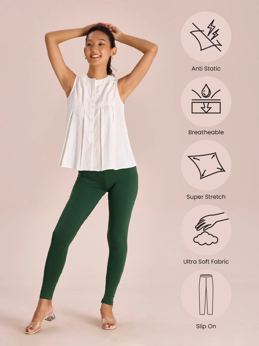 Green || Ankle Length Leggings