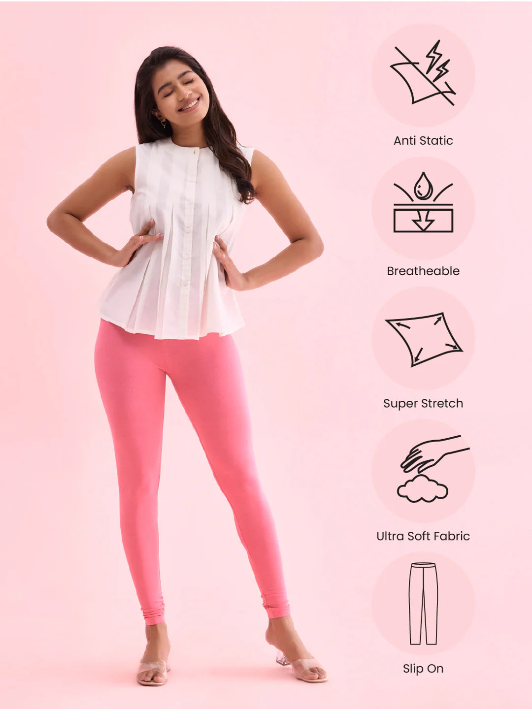 Light Pink || Ankle Length Leggings