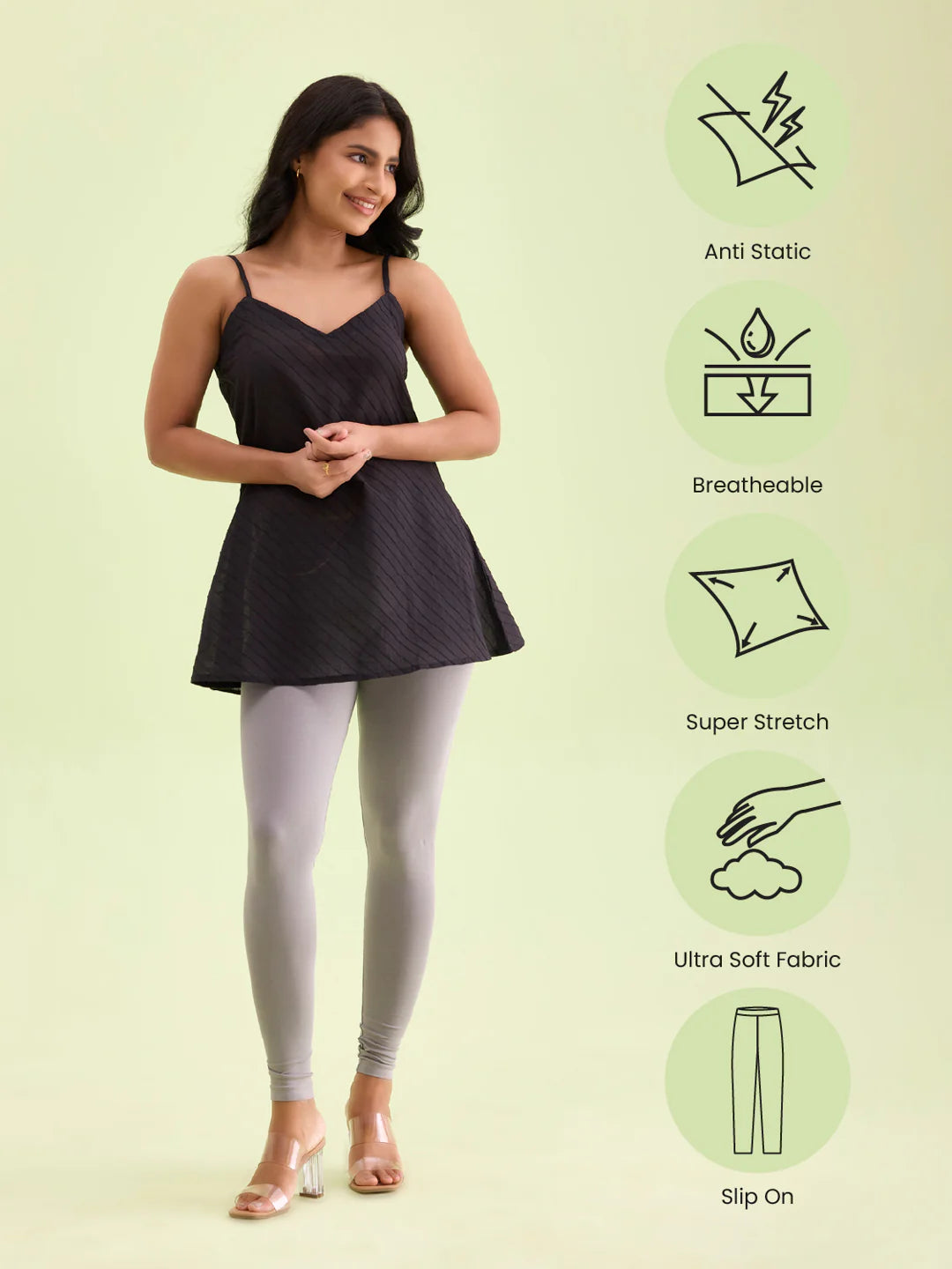 Grey || Ankle Length Leggings