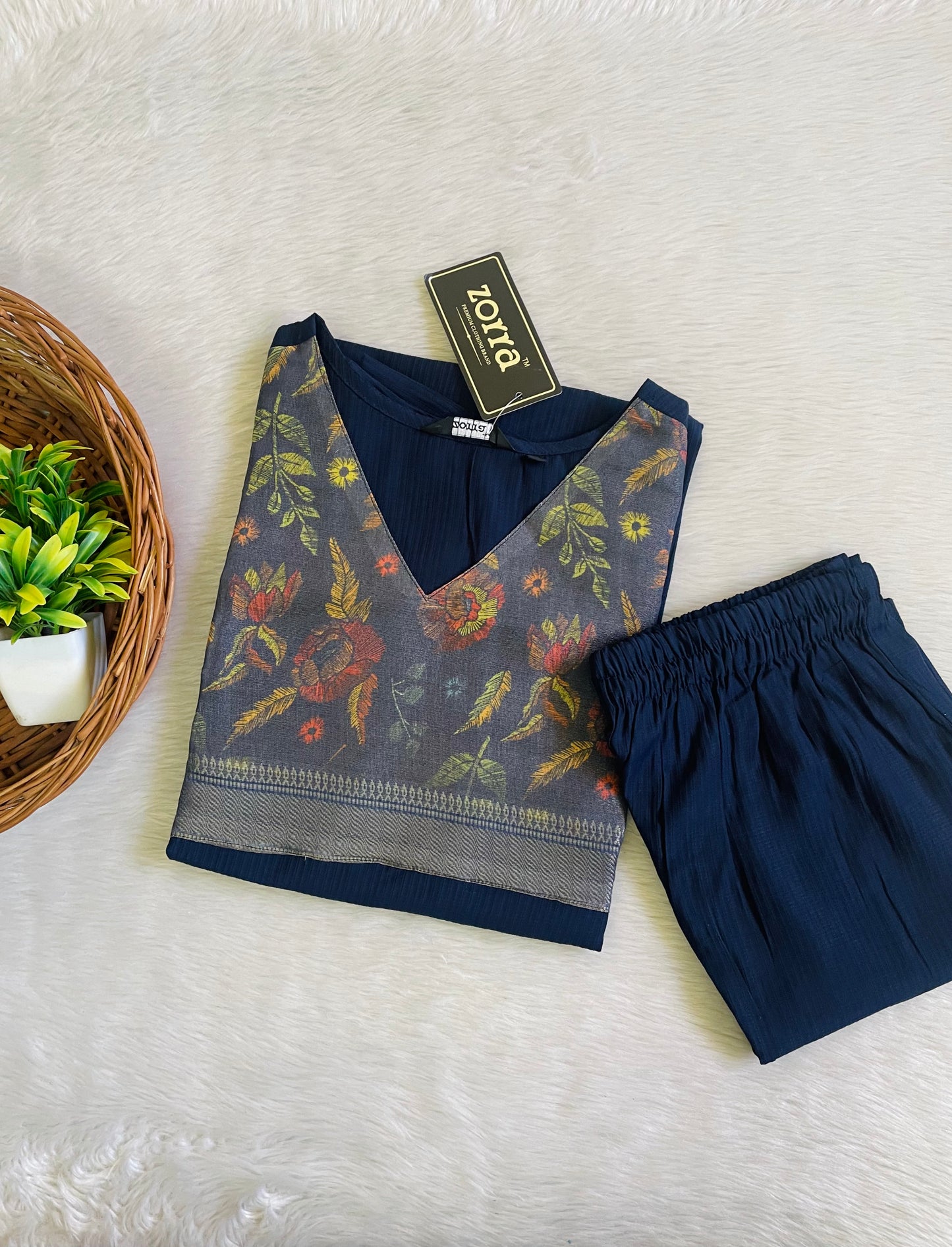 Premium Berlin Silk Co-ord Sets (JOY051) (Blue)