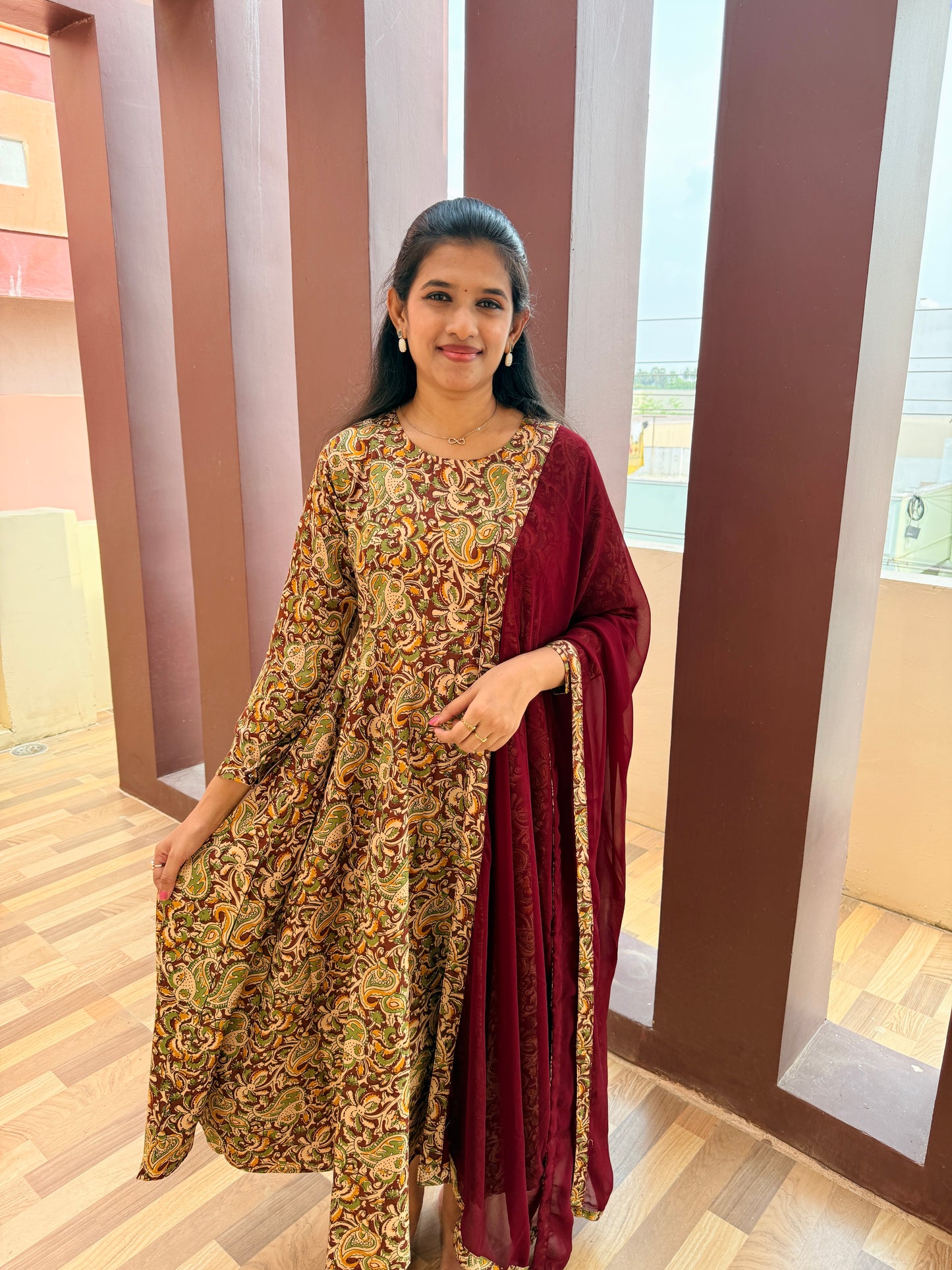Kalamkari Printed Anarkali & Dupatta Sets (JOY026 a)