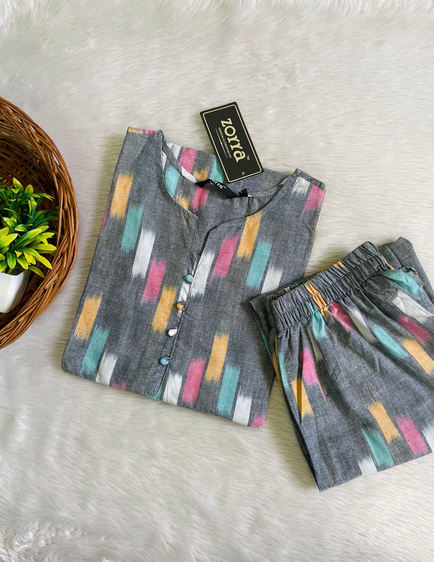 Premium Ikkat Cotton Co-ord Sets (JOY054)