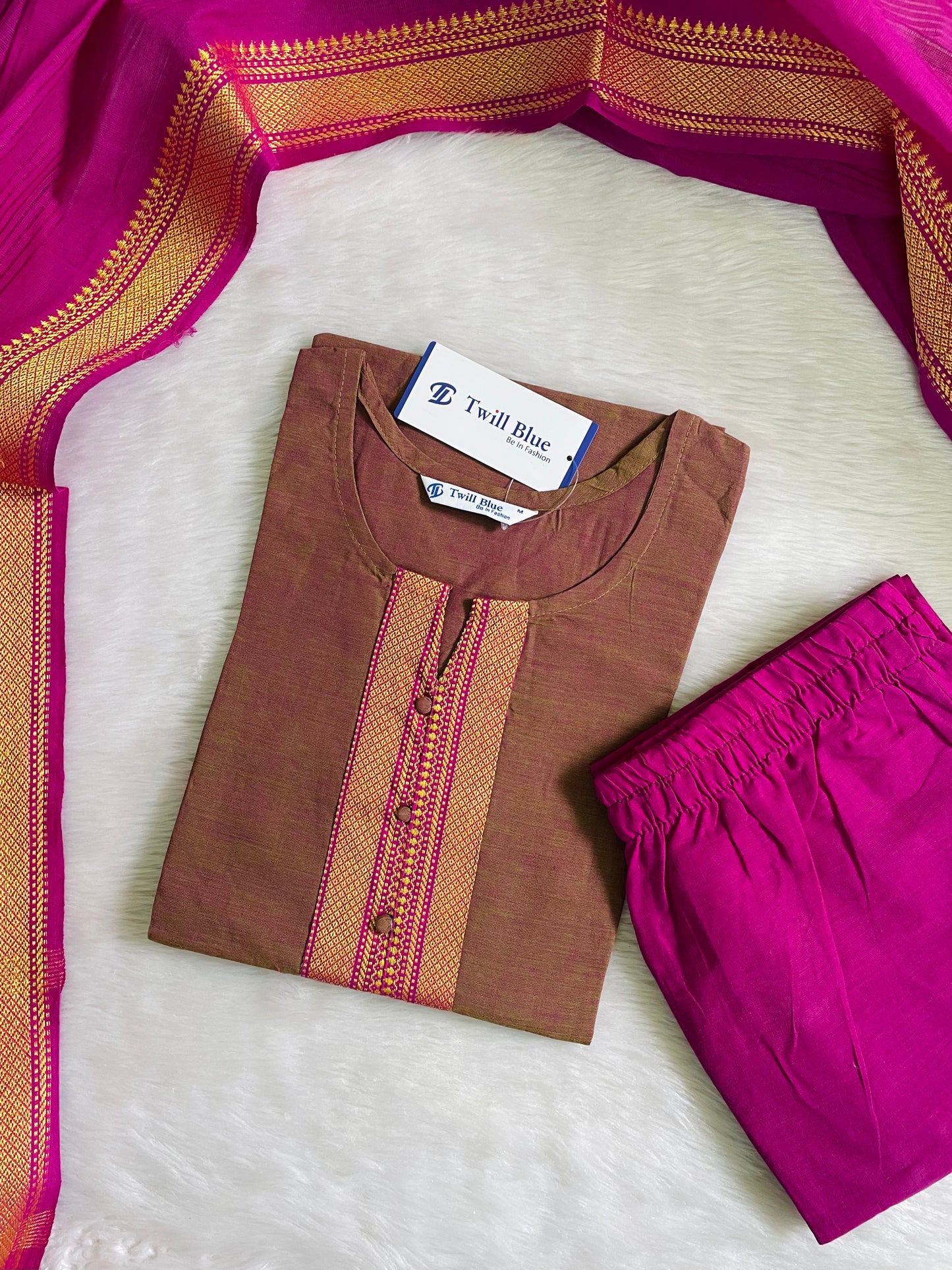 Festive Chettinad Cotton 3pc Kurta Sets