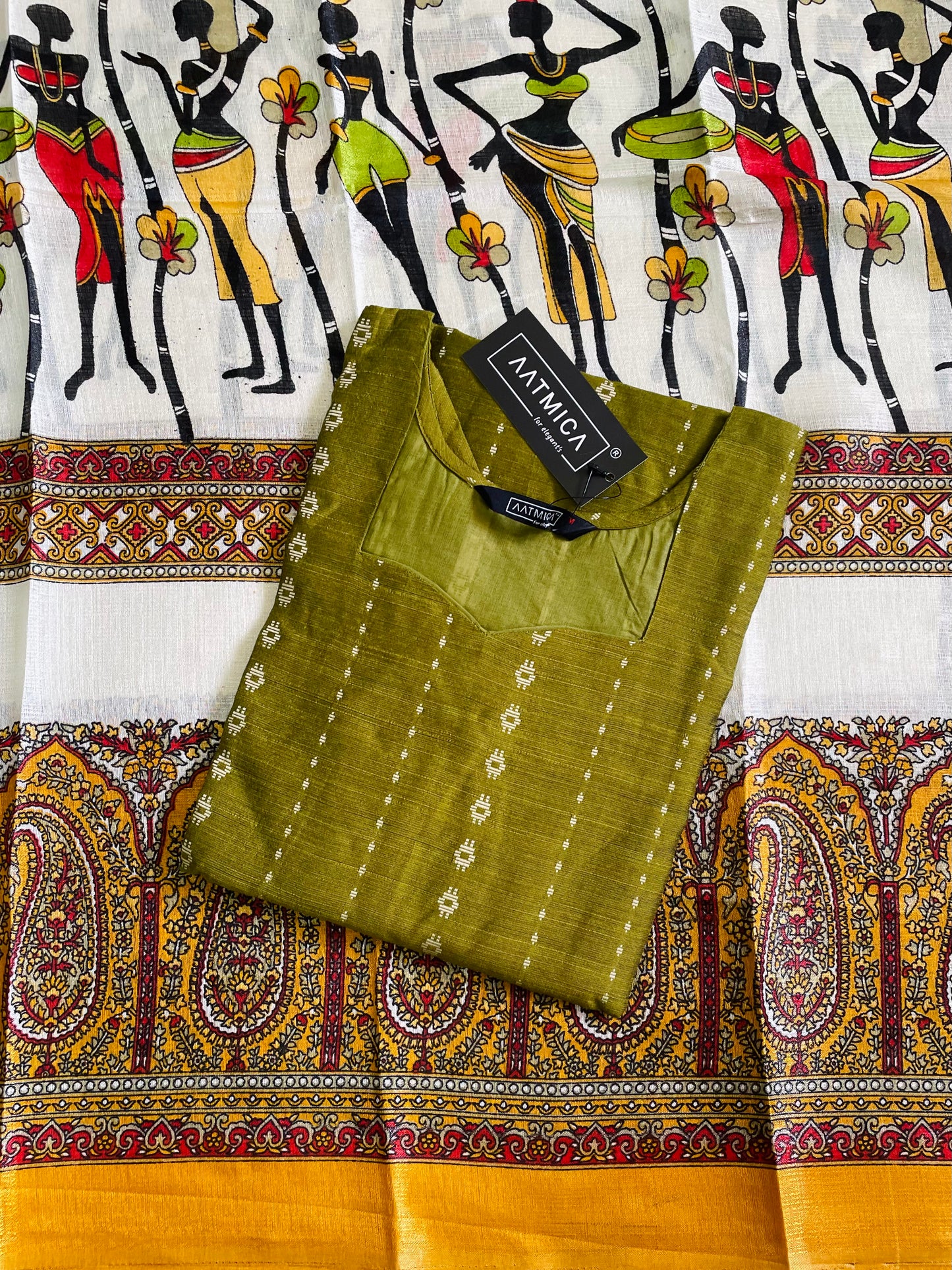 Raw Silk Kurta with Kalamkari Dupatta (JOY064)