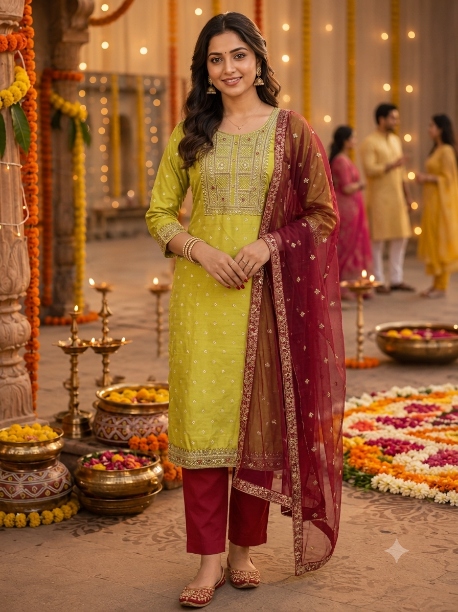 Festive Wear Kurta Sets with Lining (JOY069)