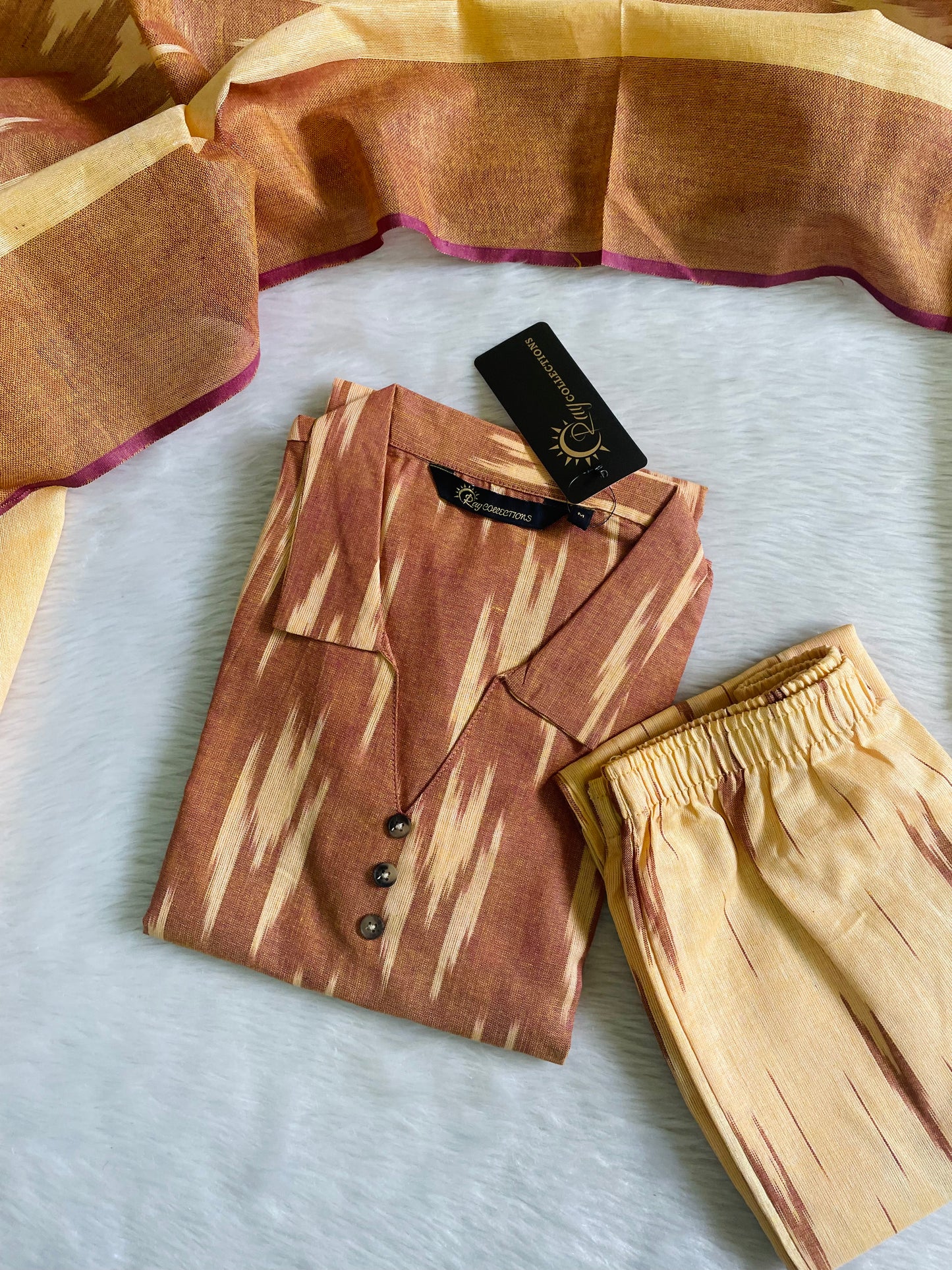 Pure Cotton Ikkat Kurta Sets (JOY020)
