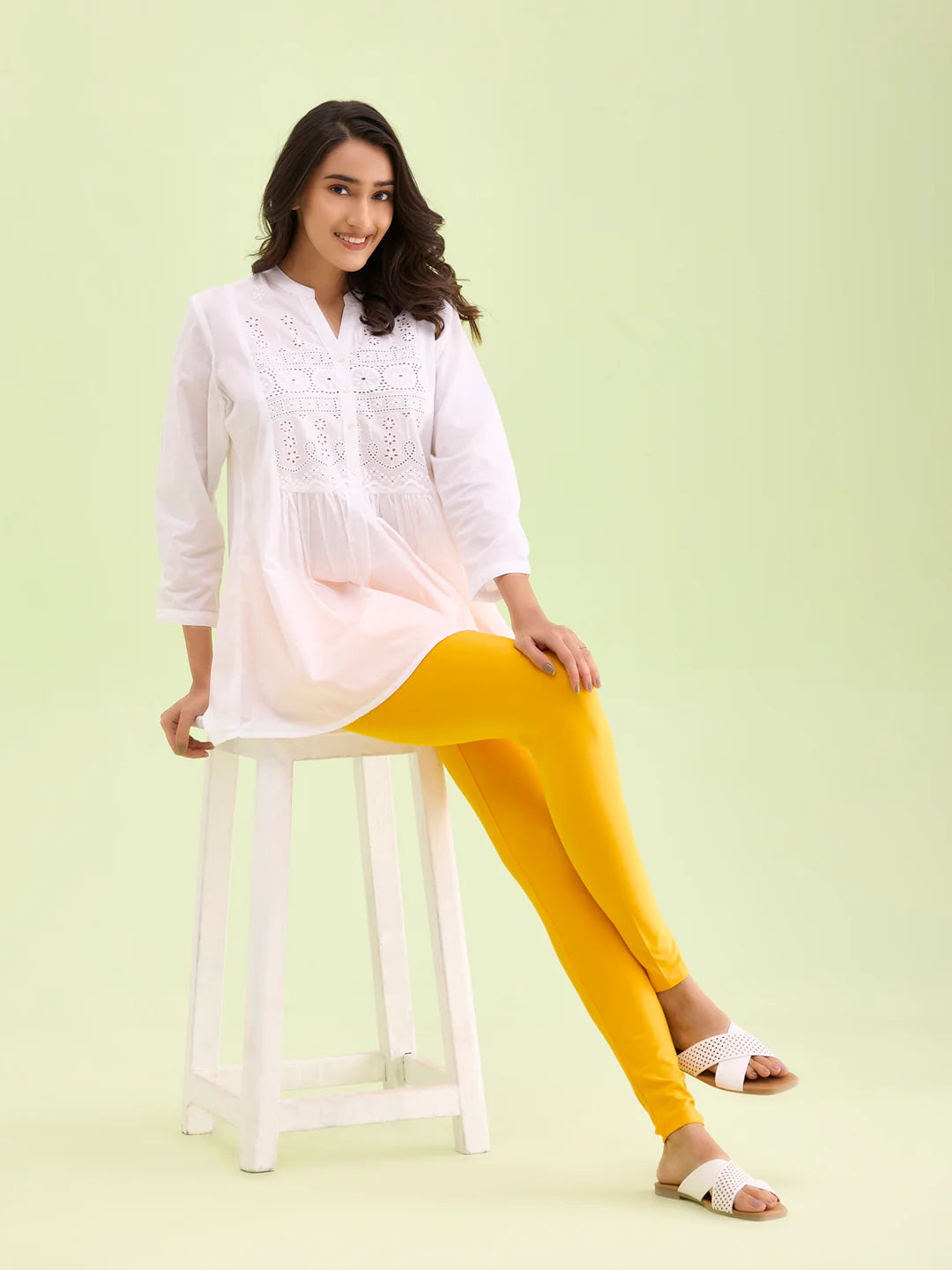 Yellow || Ankle Length Leggings
