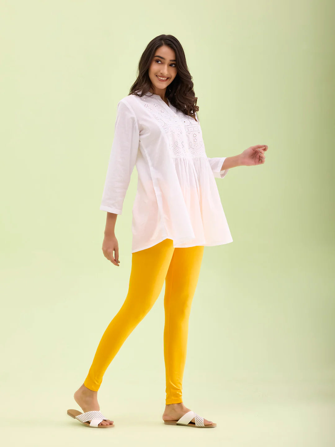 Yellow || Ankle Length Leggings