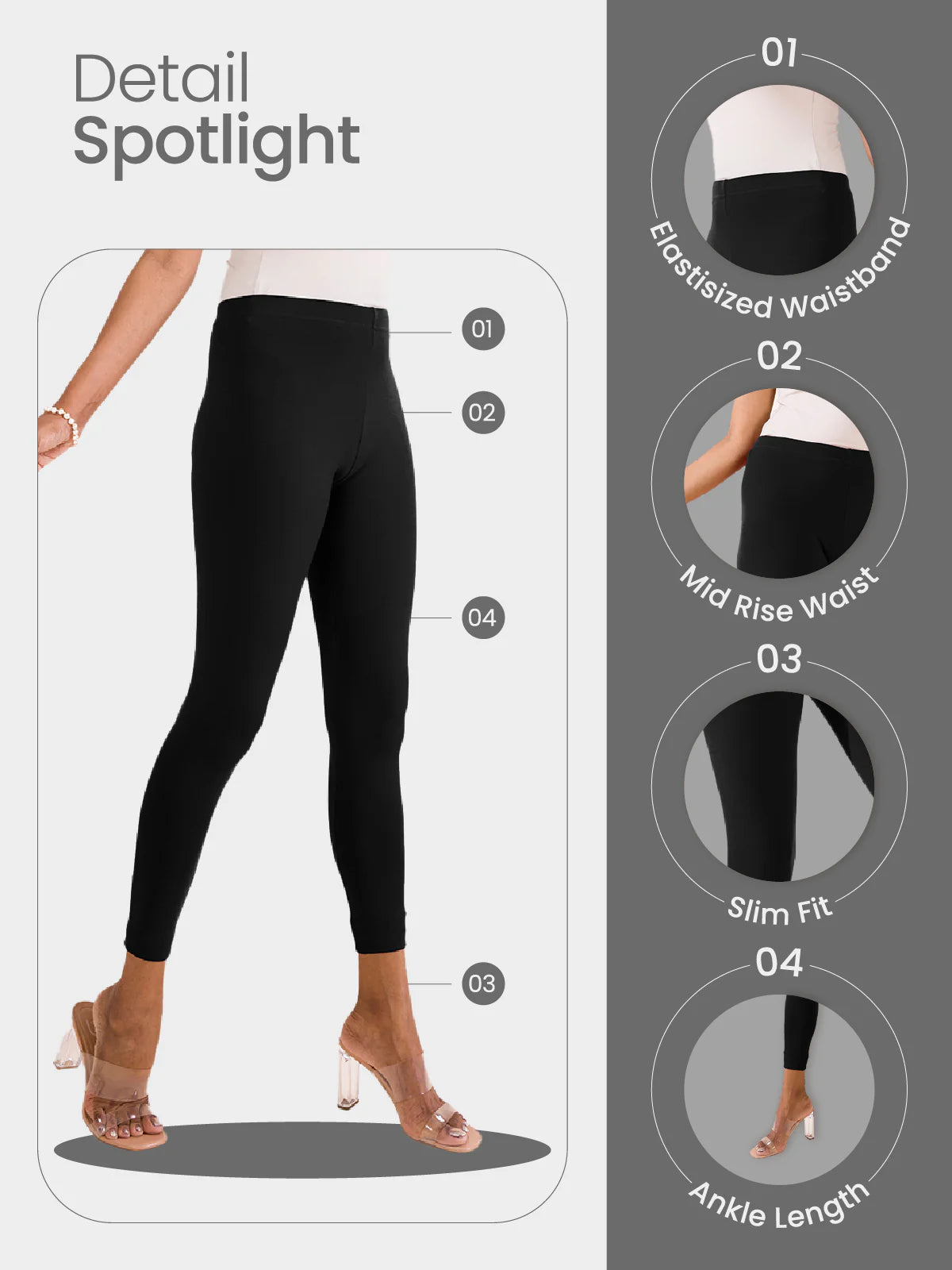 Black || Ankle Length Leggings