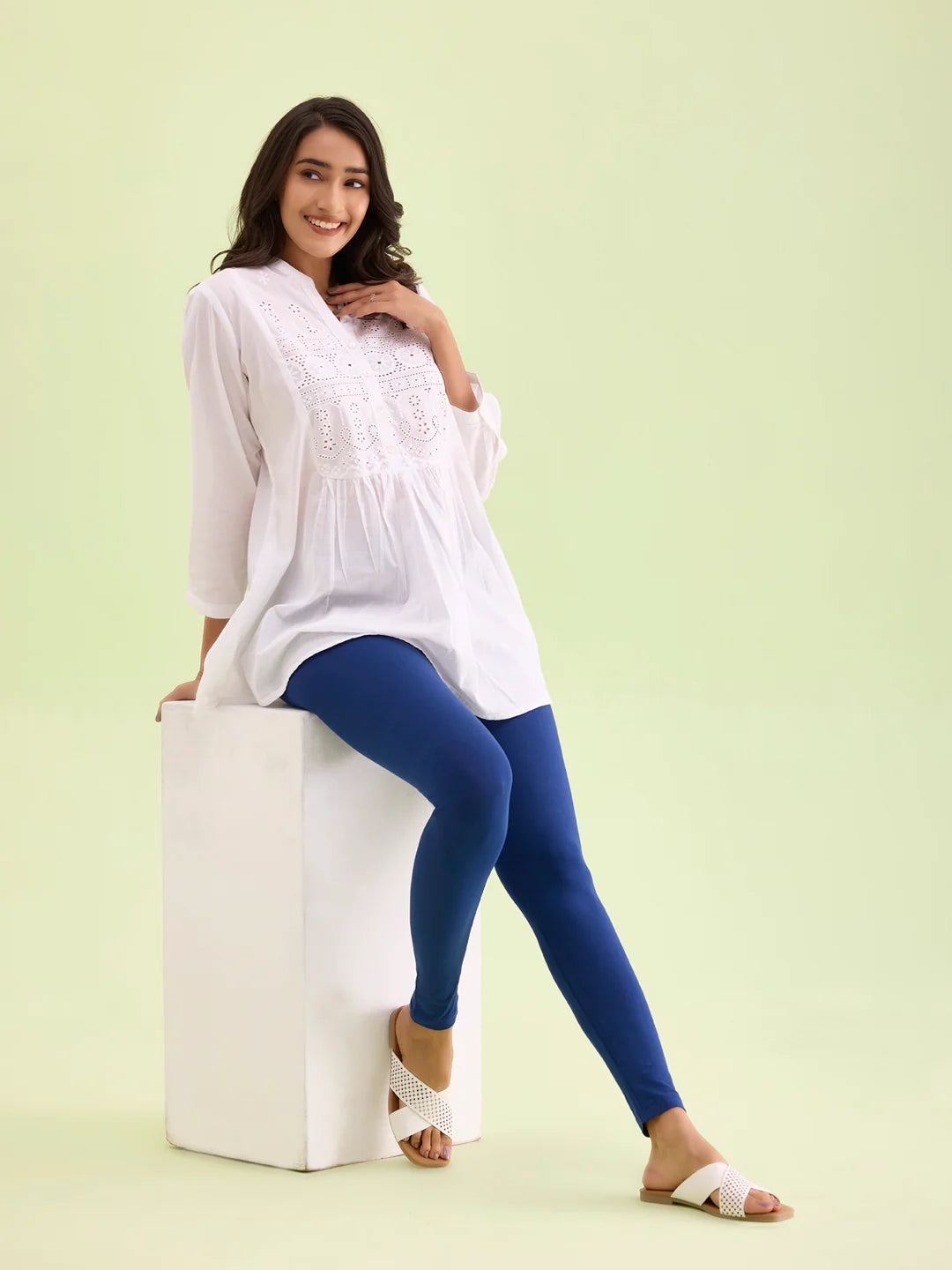 Blue || Ankle Length Leggings