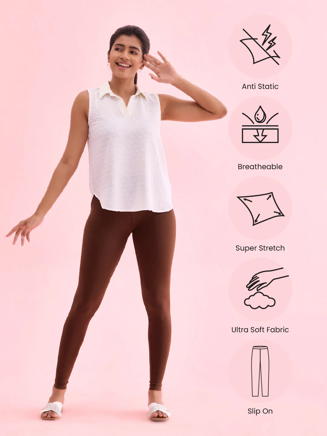 Brown || Ankle Length Leggings
