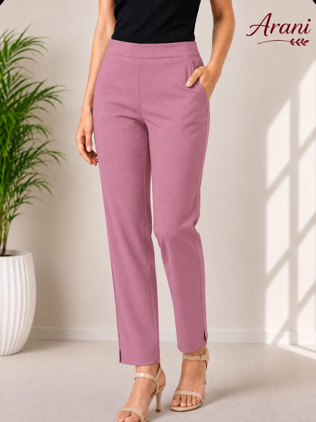 Cotton Stretchable Pant (Onion Pink)