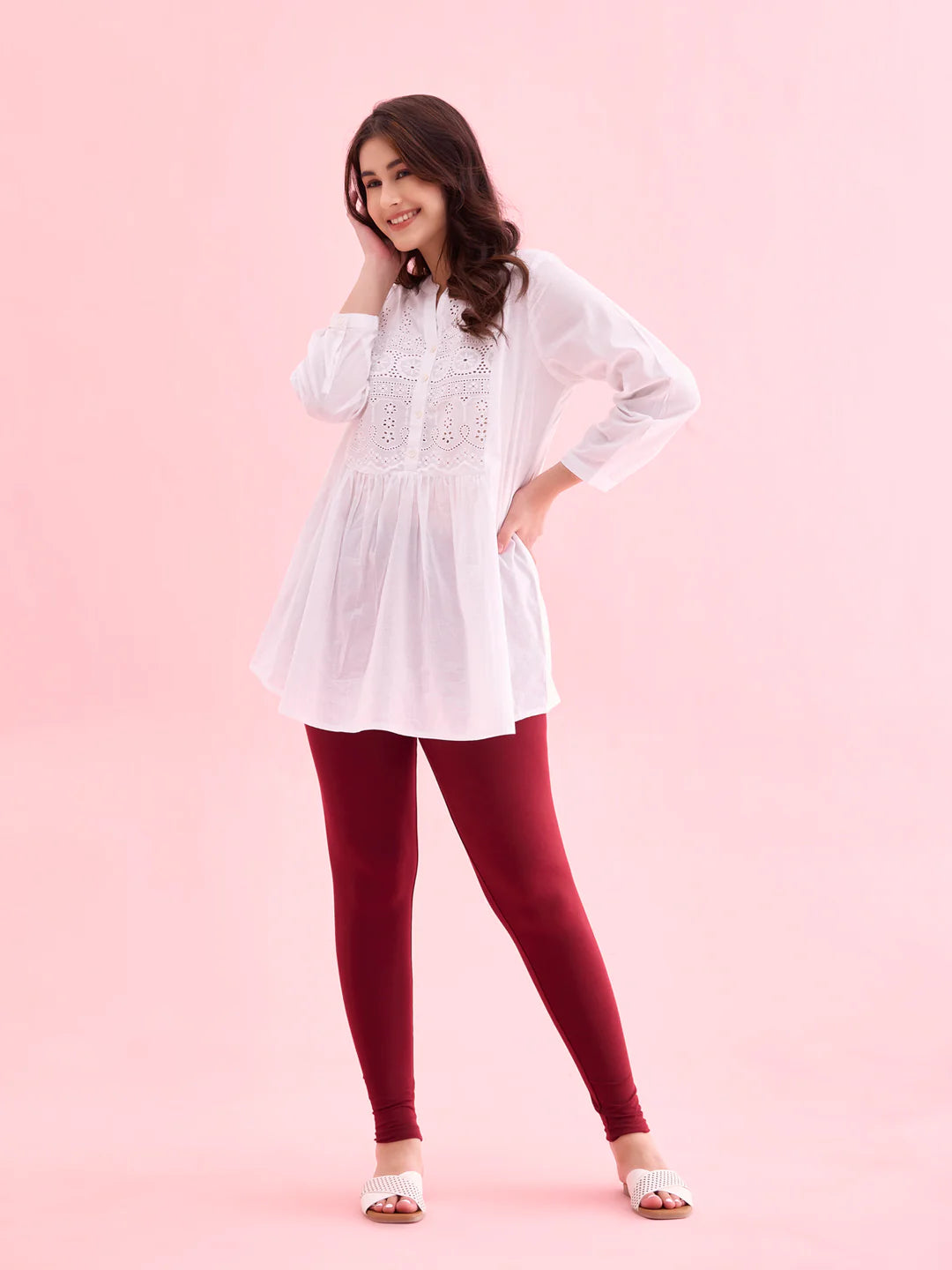 Maroon || Ankle Length Leggings