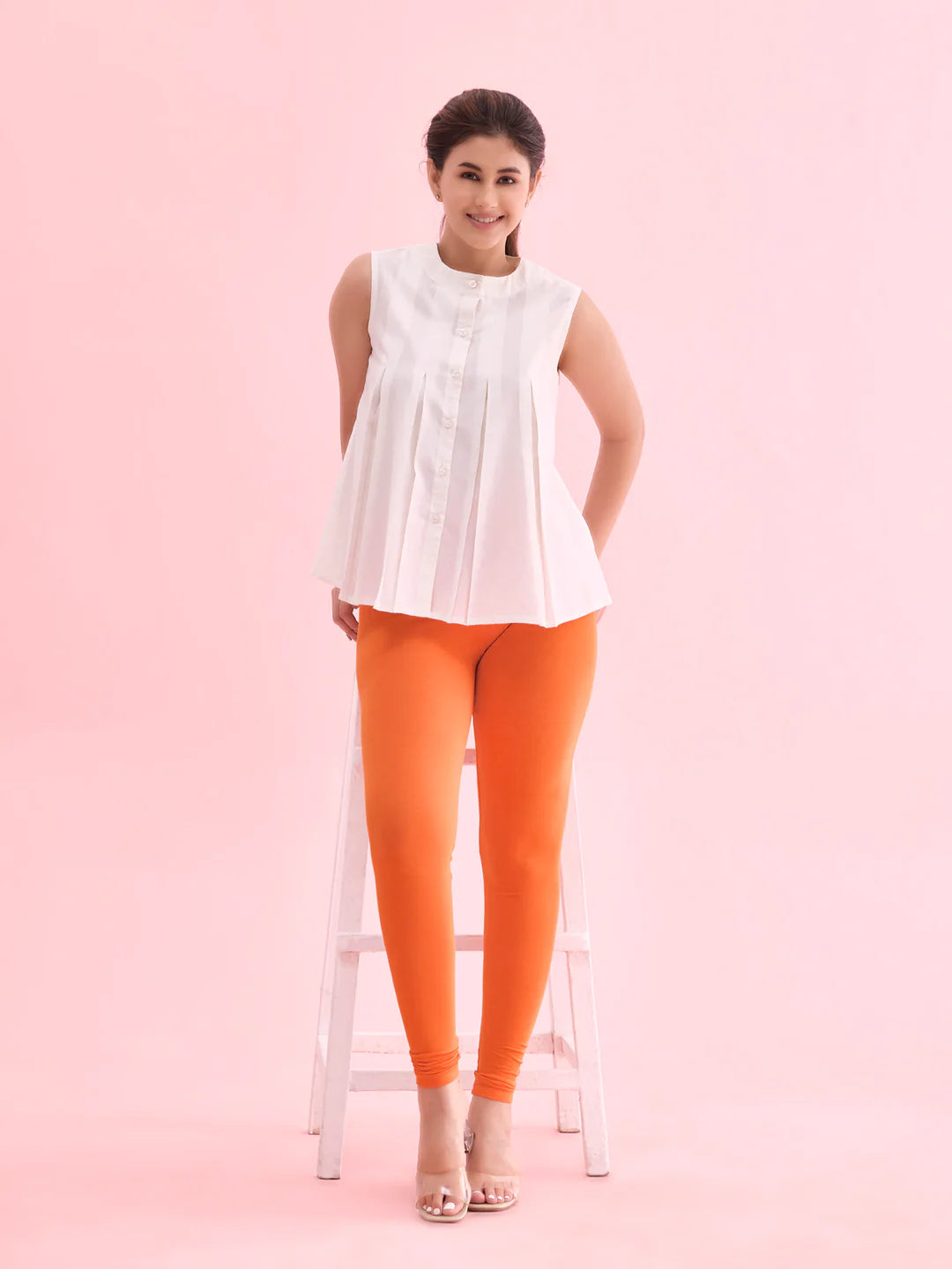 Orange || Ankle Length Leggings