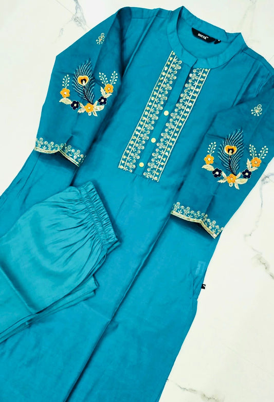 Festive Silk Hand Embroidery Co-ord Sets (JOY029)