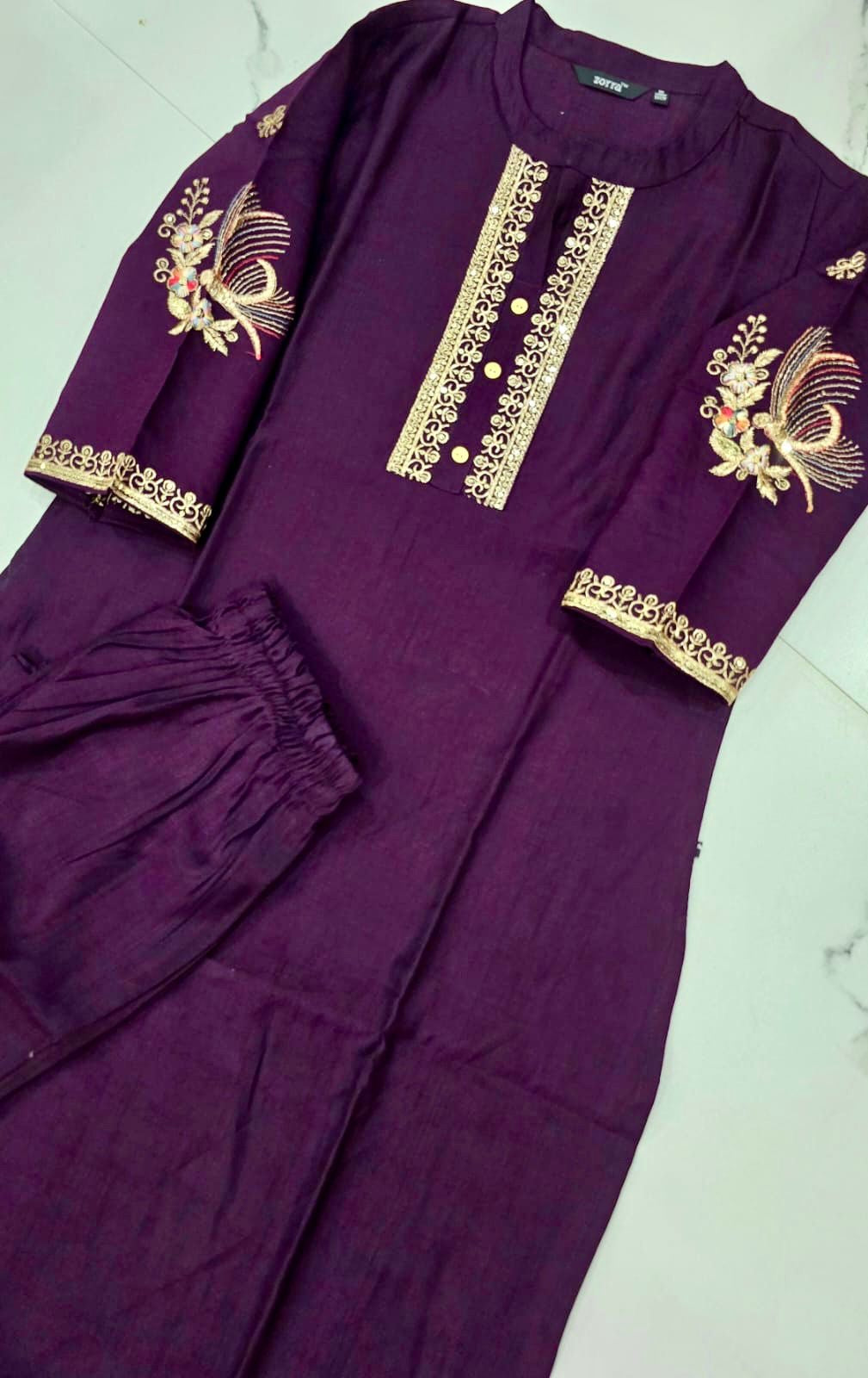 Festive Silk Hand Embroidery Co-ord Sets (JOY029)