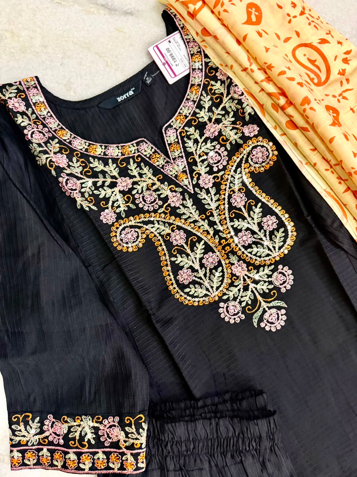 Festive Wear Kurta Sets with Madhubani Dupatta (JOY067) (Black)