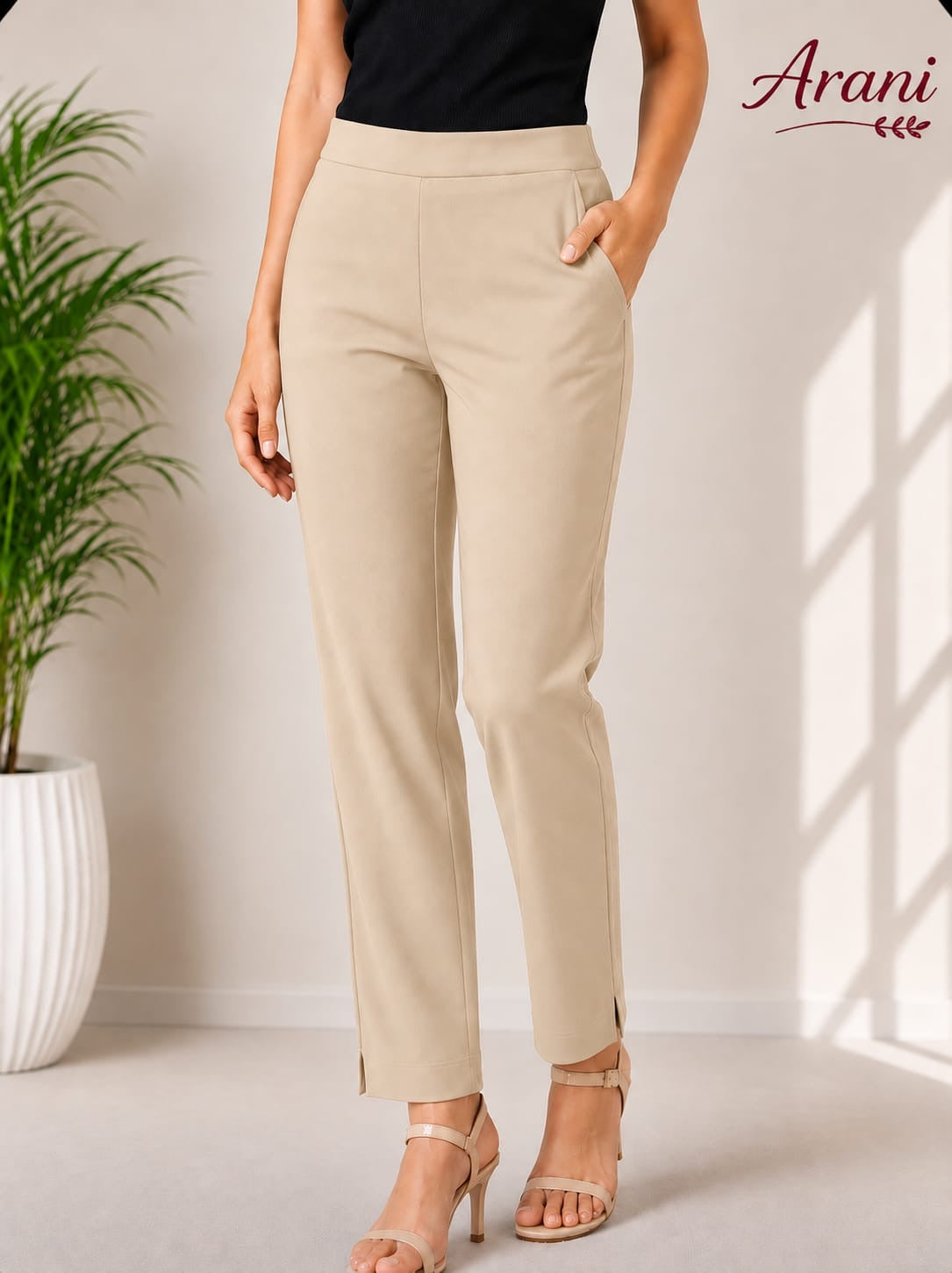Cotton Stretchable Pant (Beige)
