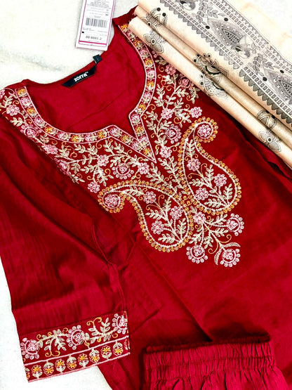 Festive Wear Kurta Sets with Madhubani Dupatta (JOY067) (Red)