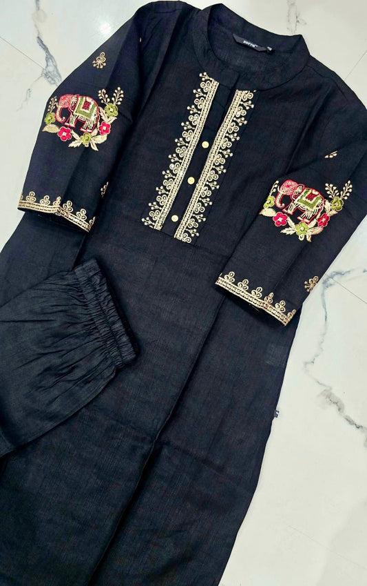 Festive Silk Hand Embroidery Co-ord Sets (JOY029)