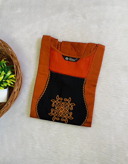 Kolam Embroidery Raw Silk Kurtis(B)