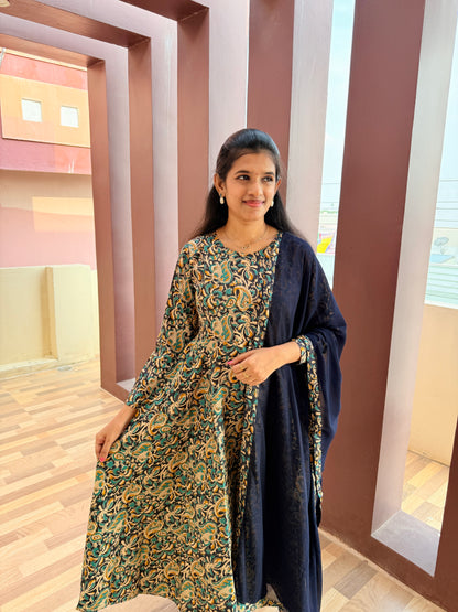Kalamkari Printed Anarkali & Dupatta Sets (JOY026 c)