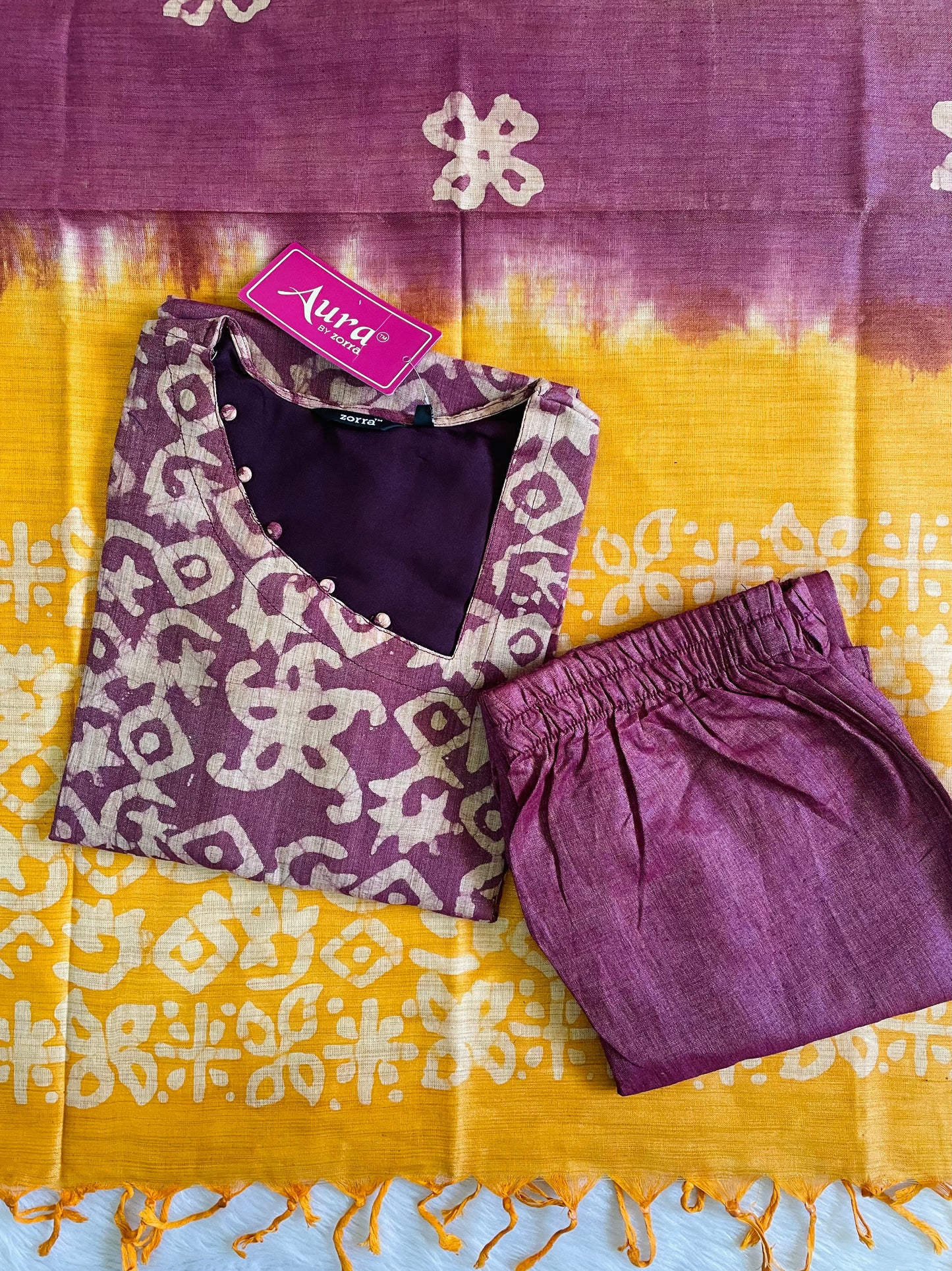 Cotton Batik Print Kurta Sets (JOY058) (P)