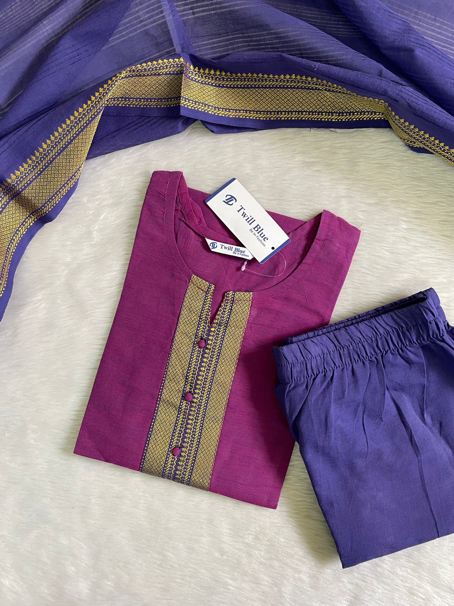 Festive Chettinad Cotton 3pc Kurta Sets