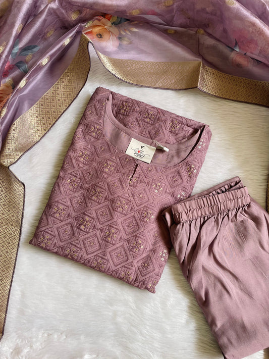 Roman silk 3pc kurta pant sets