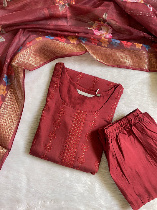 Roman silk 3pc kurta pant sets