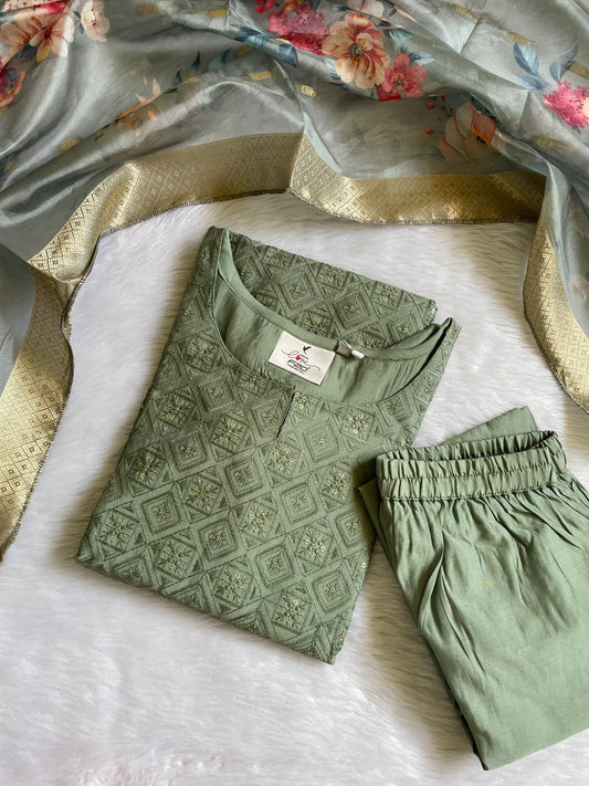 Roman silk 3pc kurta pant sets