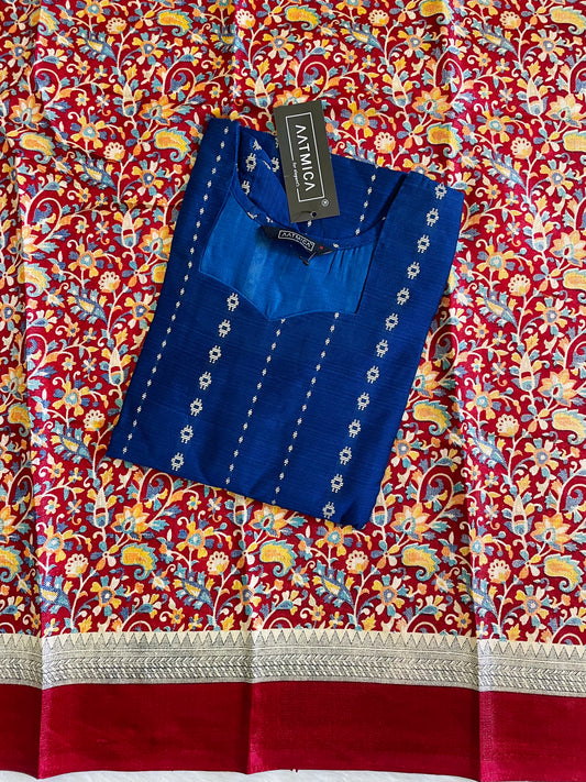 Raw Silk Kurta with Kalamkari Dupatta (JOY064)