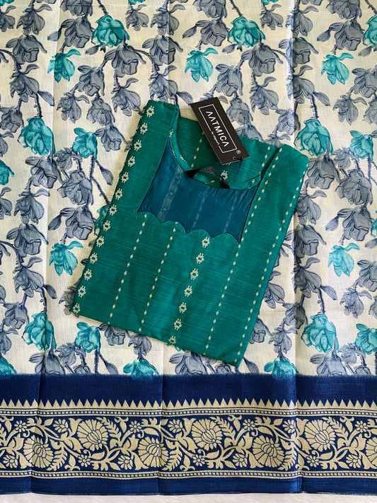 Raw Silk Kurta with Kalamkari Dupatta (JOY064)