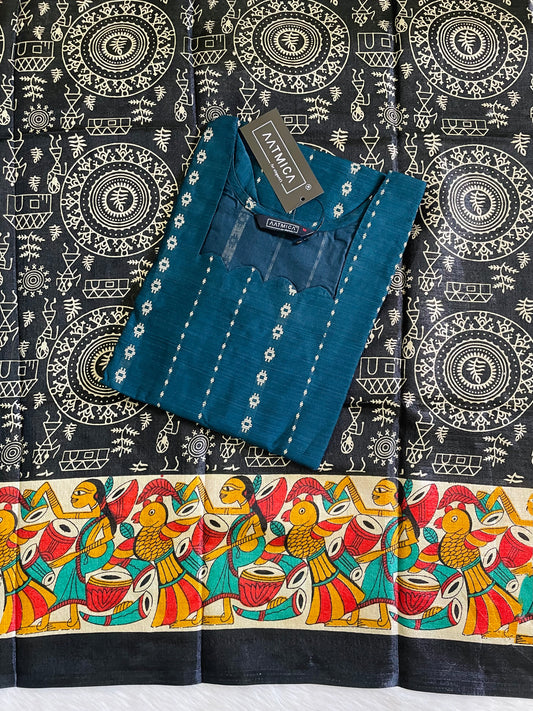 Raw Silk Kurta with Kalamkari Dupatta (JOY064)