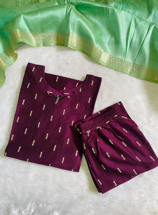Premium Raw Silk Kurta Sets (JOY047) (V)
