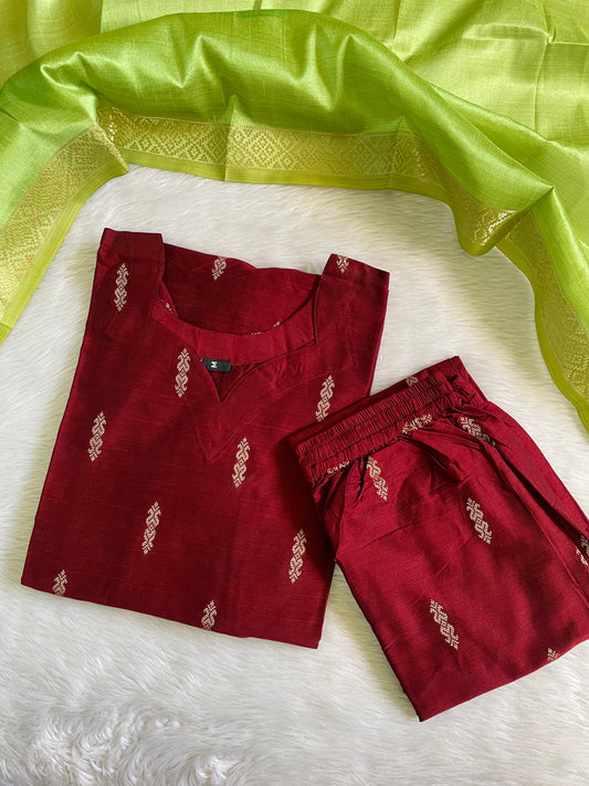 Premium Raw Silk Kurta Sets (JOY047) (M)