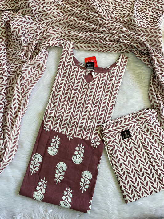 Cotton 3pc Kurta Sets