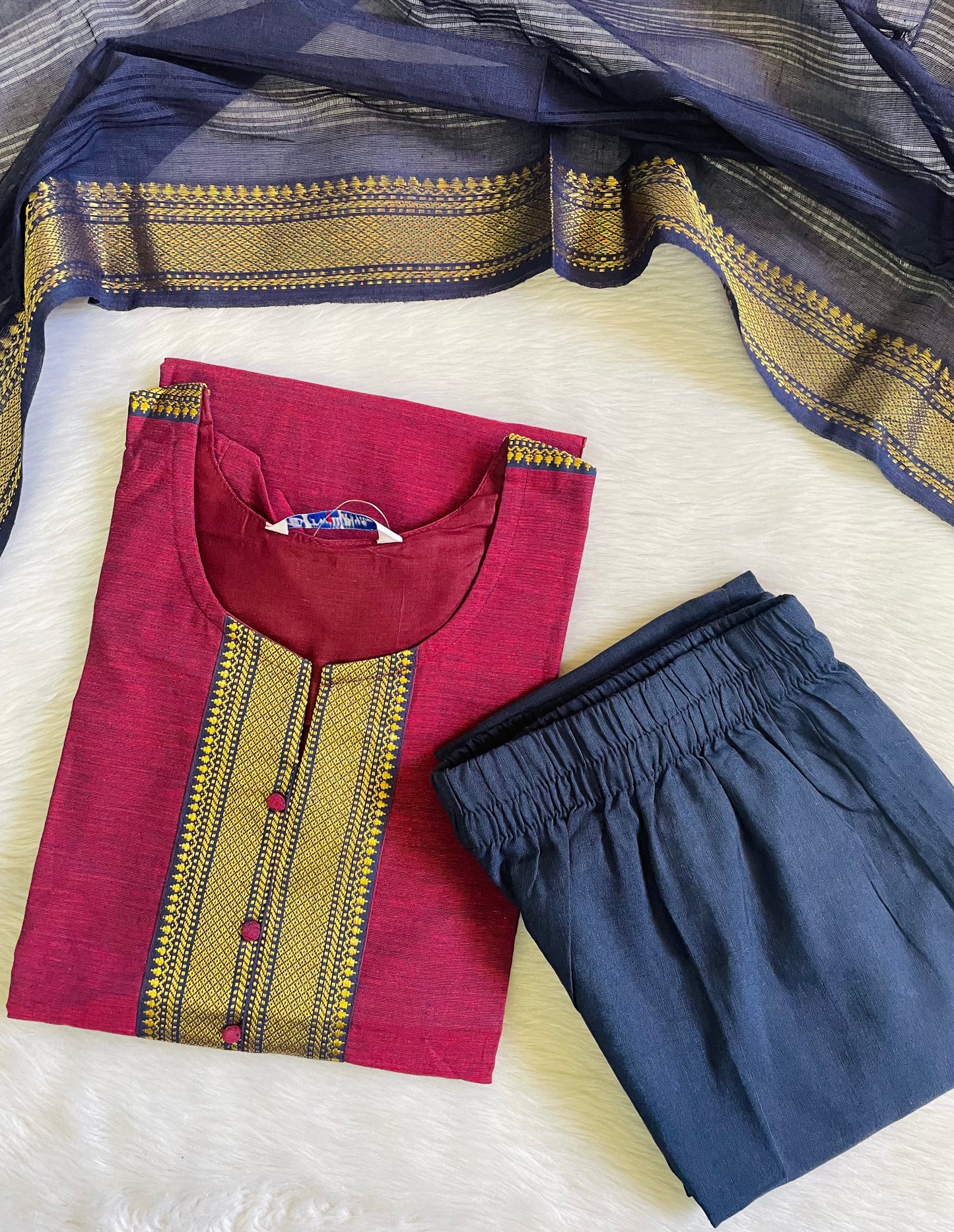 Premium Chettinad Cotton Kurta Sets (JOY072) (M)