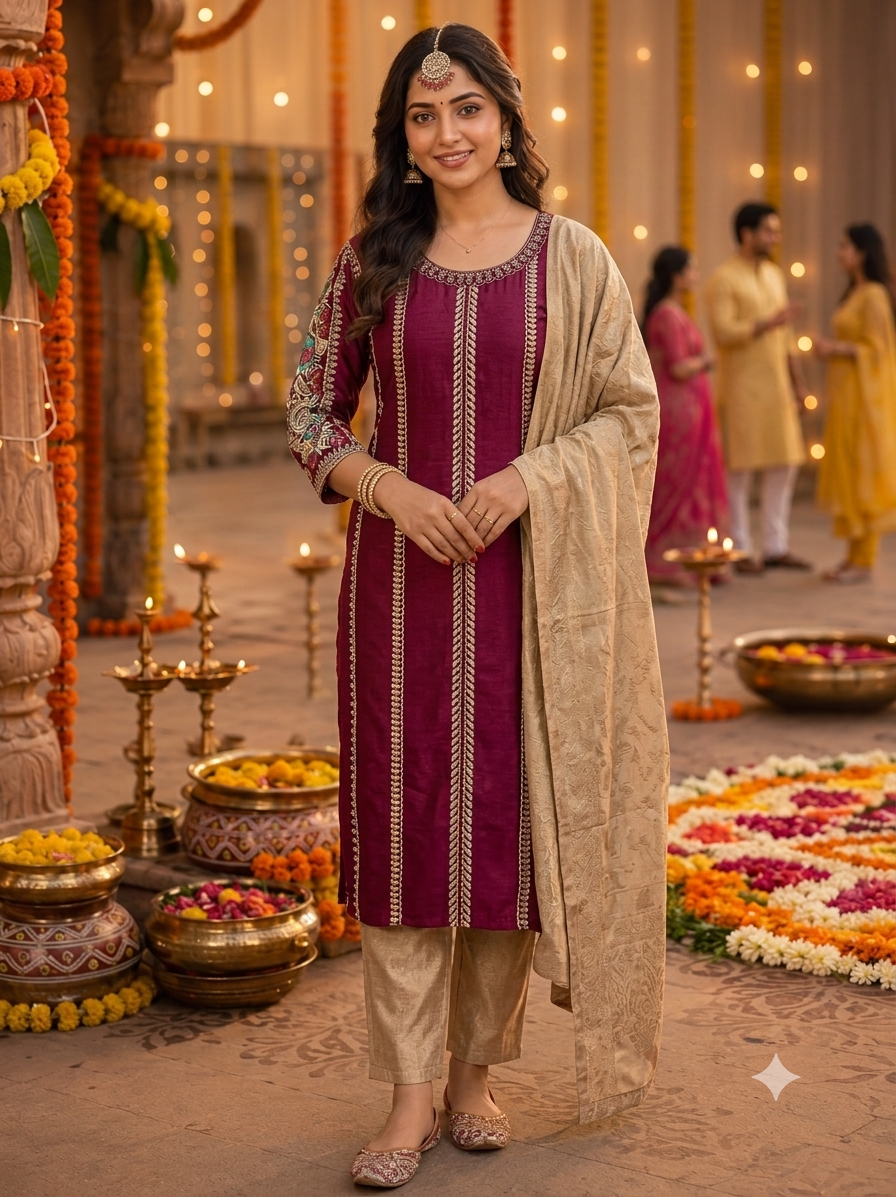 Festive Wear Kurta Sets with Lining (JOY069)