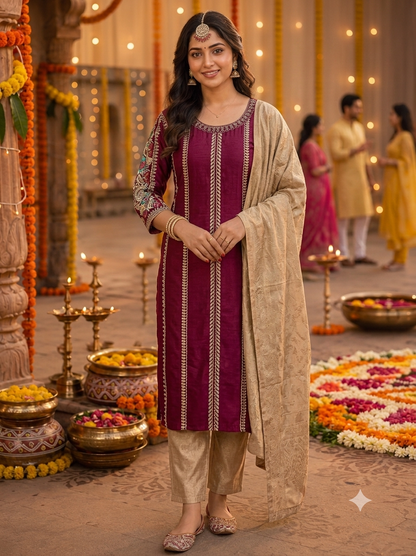 Festive Wear Kurta Sets with Lining (JOY069)
