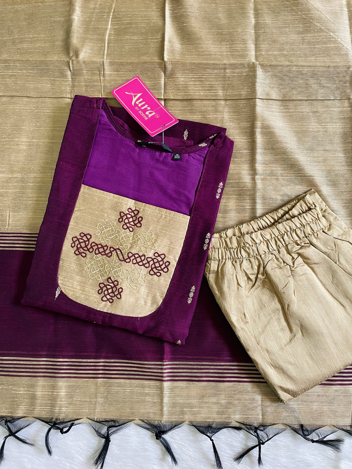 Kolam Raw Silk Kurta Sets (JOY047)(p)
