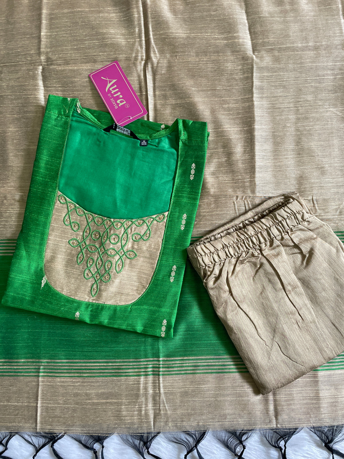 Kolam Raw Silk Kurta Sets (JOY047)