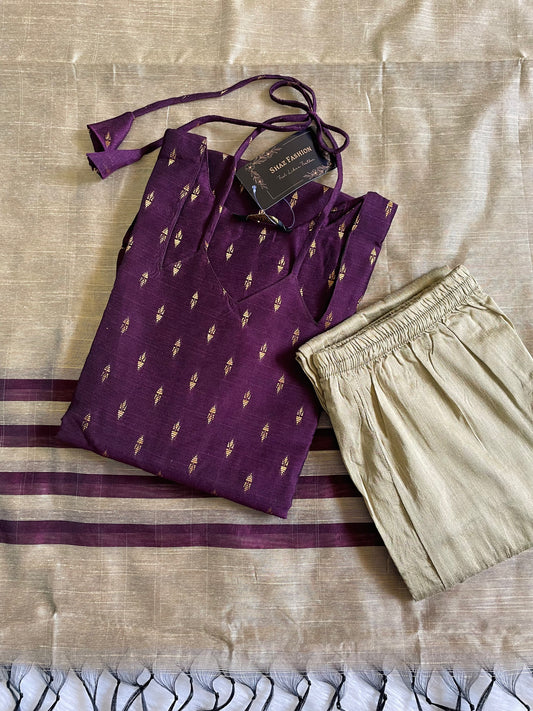 Premium Noodle Neck Raw Silk Kurta Sets