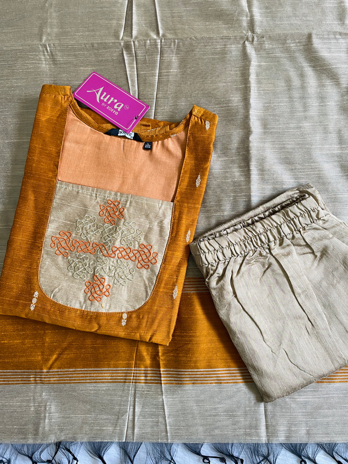 Kolam Raw Silk Kurta Sets (JOY047)