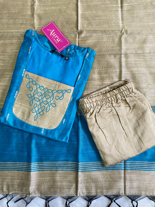 Kolam Raw Silk Kurta Sets (JOY047)