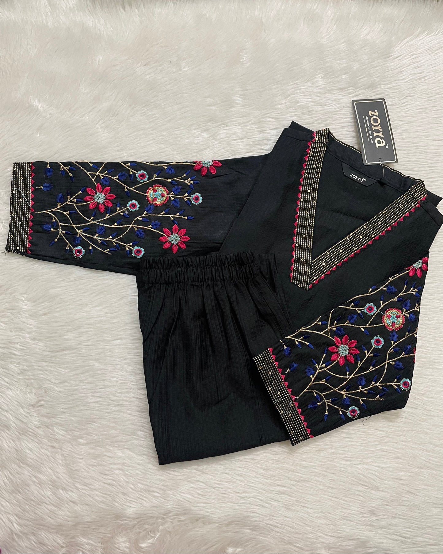 Premium Vatican Silk Co-ord Sets (Black) (JOY002)