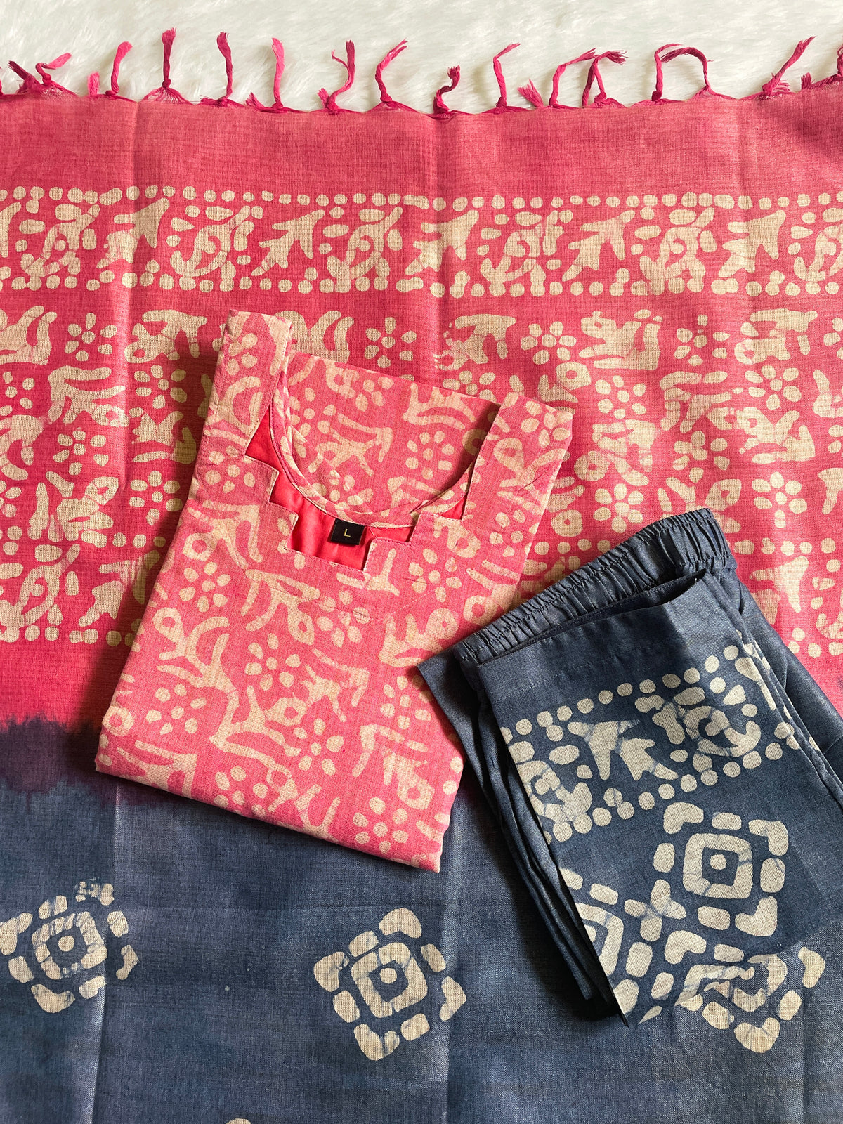 Cotton Batik Print Kurta Sets (JOY076)