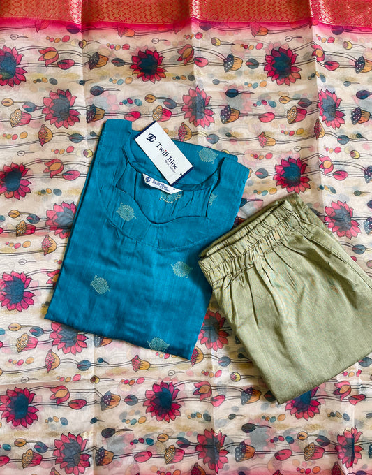 Premium Festive Buta Silk Kurta Sets(JOY006)