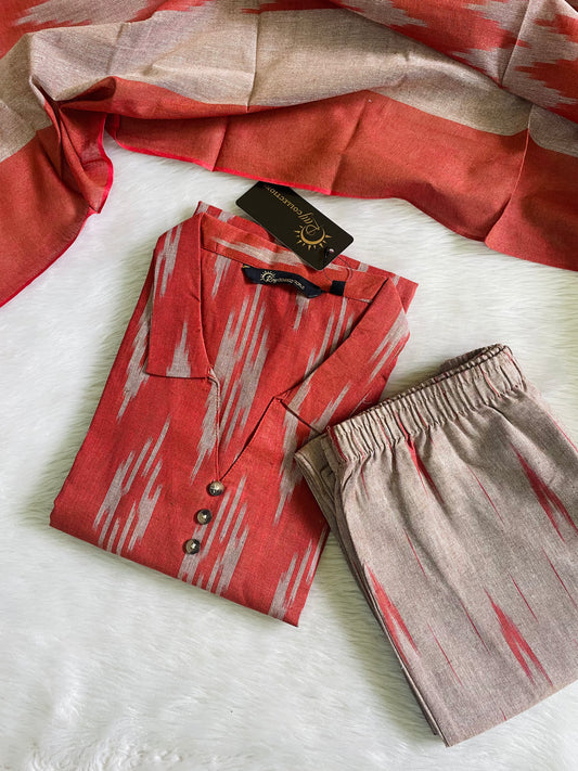 Pure Cotton Ikkat Kurta Sets (JOY020)